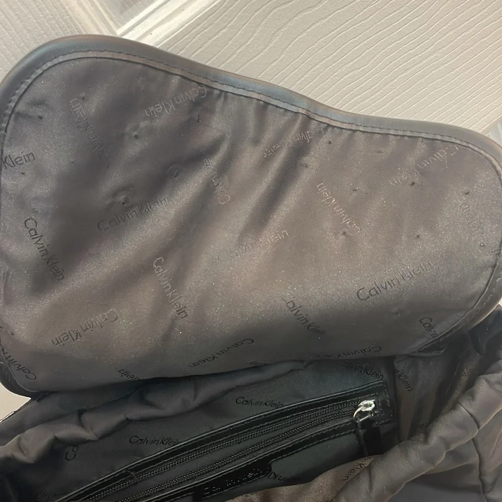 CALVIN KLEIN // black fashion backpack // fold over // TONS of zipper pockets - Picture 15 of 16